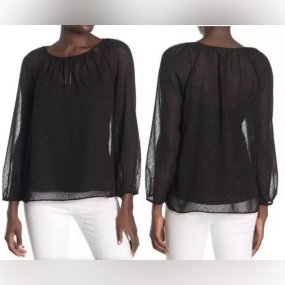Point Sur by J. Crew Women’s Swiss Dot Shimmer Long Sleeve Blouse. Size Small.